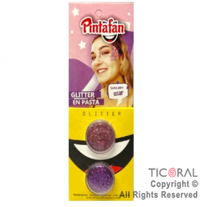 MAQUILLAJE GLITTER EN PASTA SET X 2 COLORES ROSA Y VIOLETA 015-05 x 3 BLISTERS